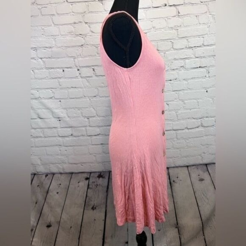 Roxy Pink Peach Dream Do Ribbed Wood Button Front Mini Dress V Neck small - Picture 5 of 8